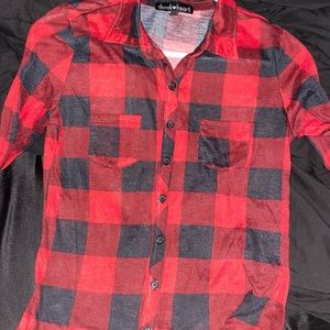 Womens plaid button down collared shirt size Medium
